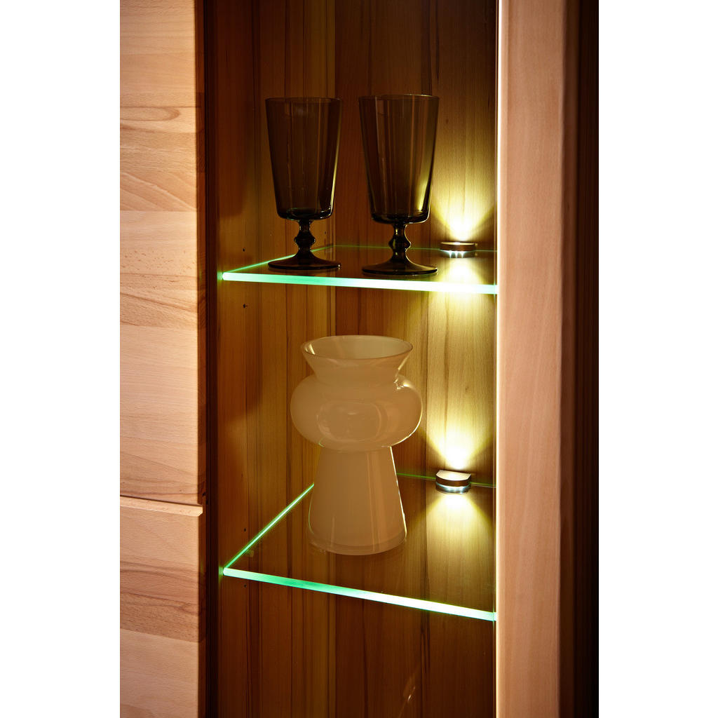 Thumbnail - Livetastic Vitrine, Buche, Holz, Holzwerkstoff, Kernbuche, teilmassiv, 85x185x40 cm, Made in EU, Beleuchtung, Holzmöbel,...