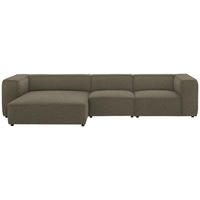 ECKSOFA in Flachgewebe Sandfarben  164/341 cm  - Sandfarben/Schwarz, Design, Kunststoff/Textil (164/341cm) - W.Schillig
