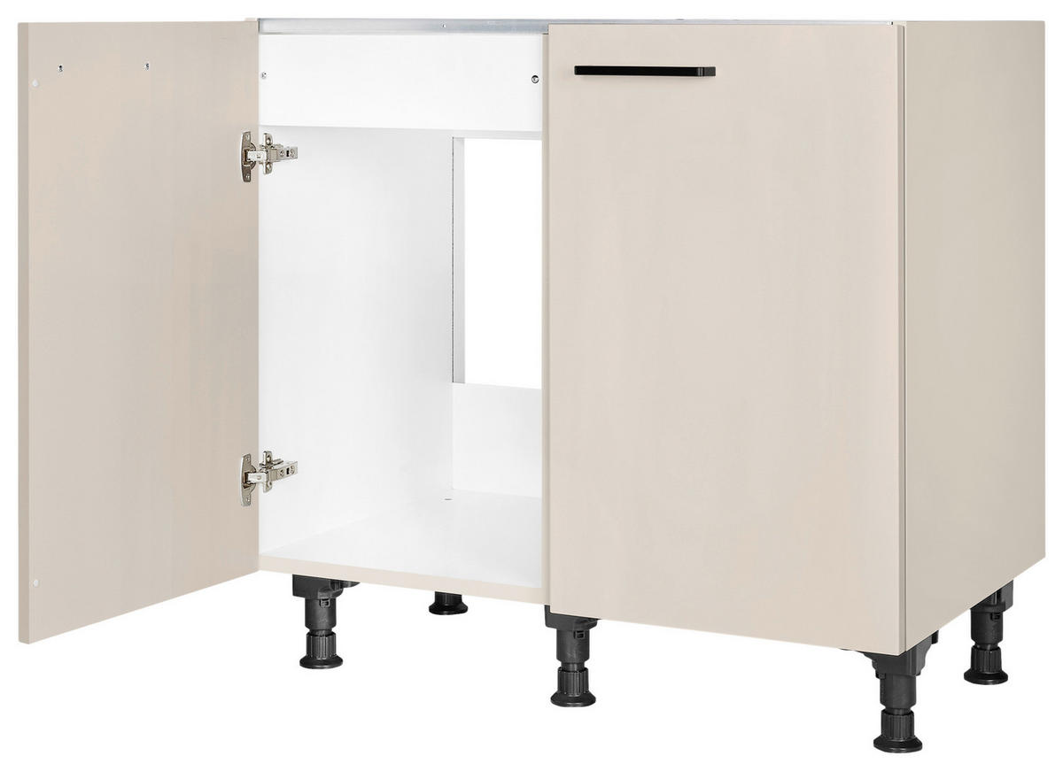 SPÜLENUNTERSCHRANK 90/87/56 cm  in Sandfarben  - Sandfarben/Schwarz, MODERN, Holzwerkstoff/Metall (90/87/56cm) - Nobilia