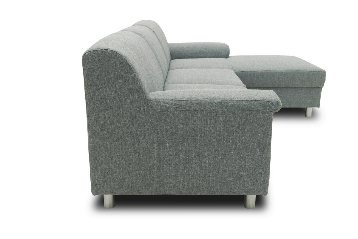 ECKSOFA Silberfarben Webstoff  - Chromfarben/Silberfarben, KONVENTIONELL, Textil/Metall (251/150cm) - MID.YOU