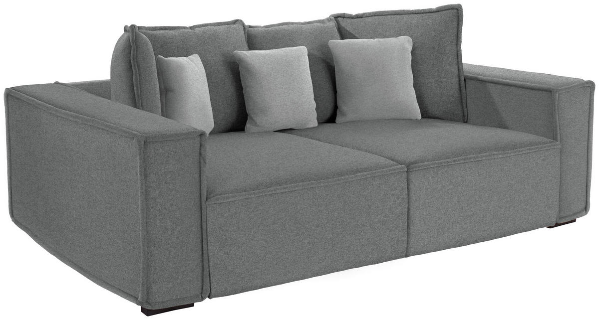 BIGSOFA in Grau, Hellgrau  - Hellgrau/Grau, Modern, Holz/Textil (244/62/117cm) - MID.YOU