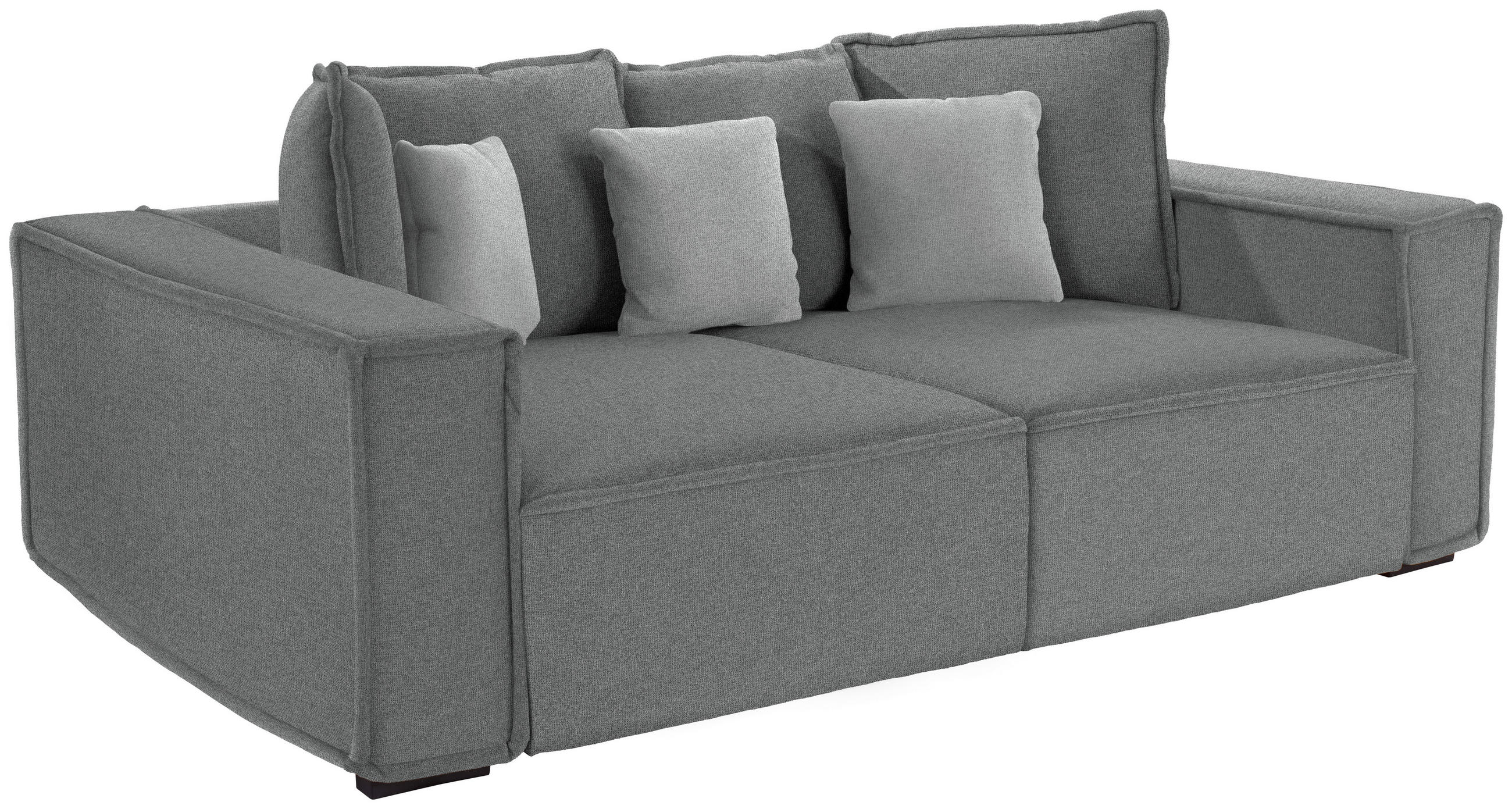 Thumbnail - Mid.you Bigsofa, Grau, Hellgrau, Holz, massiv, Hartholz, 3-Sitzer, 244x62x117 cm, Made in EU, Armteil links, rechts, Woh...