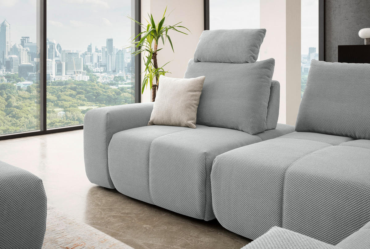 ECKSOFA in Velours Grau  326/236 cm  - Schwarz/Grau, Design, Kunststoff/Textil (326/236cm) - Xora