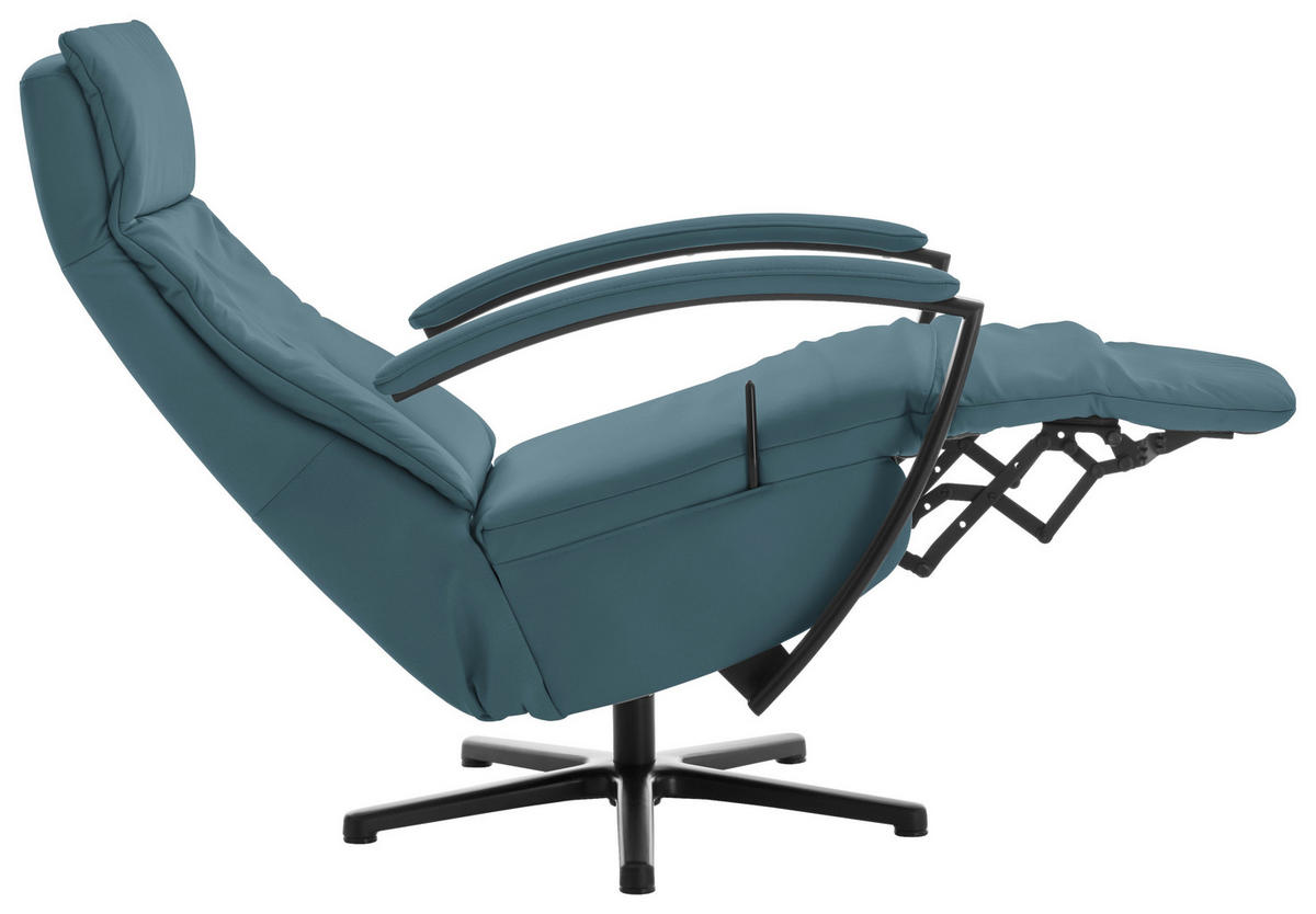 RELAXSESSEL in Leder Blau  - Blau/Schwarz, Design, Leder/Metall (76/112/83cm) - Beldomo Speed