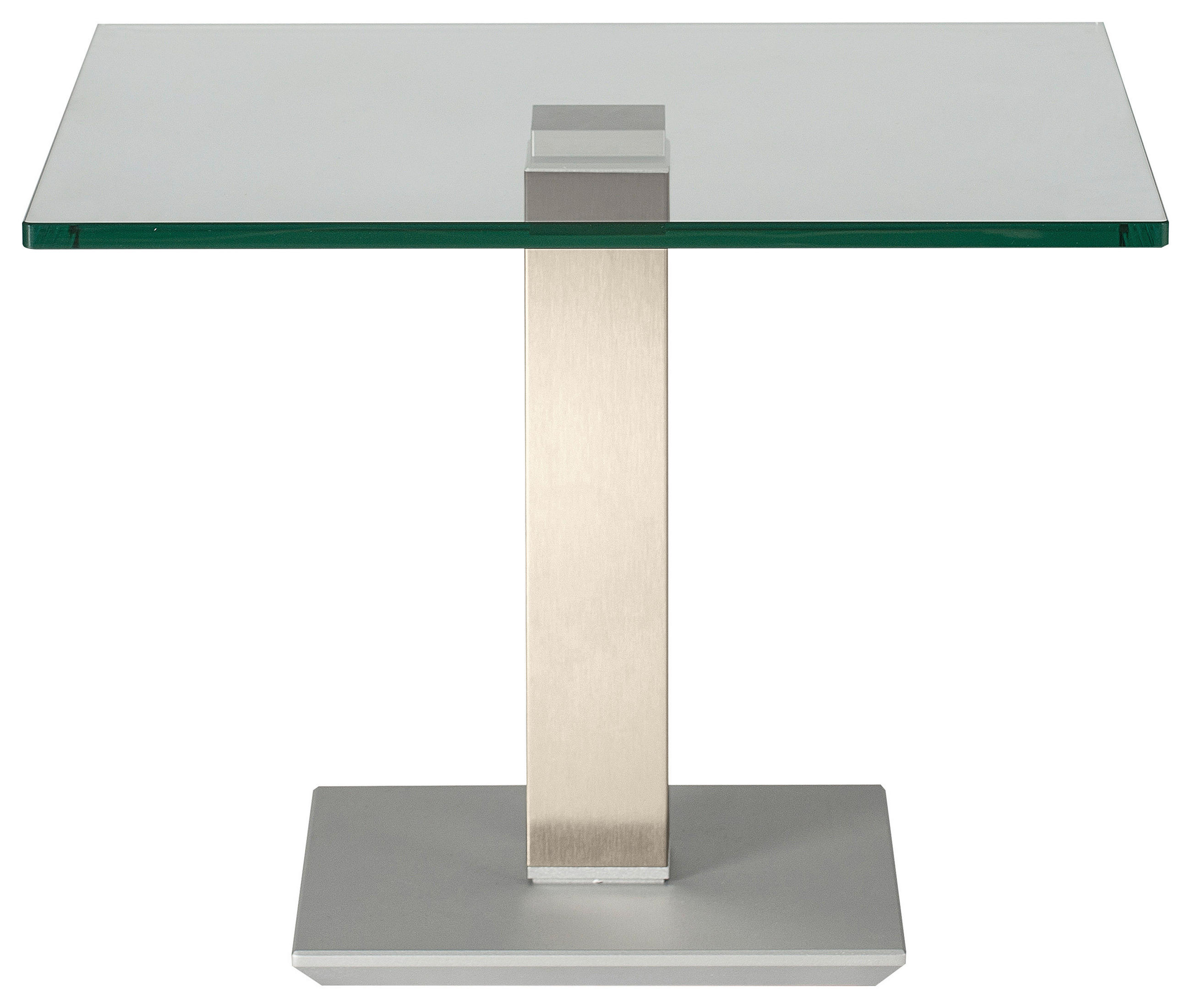 BEISTELLTISCH in Metall, Glas 60/60/46-65 cm  - Weiss/Edelstahlfarben, Design, Glas/Kunststoff (60/60/46-65cm)