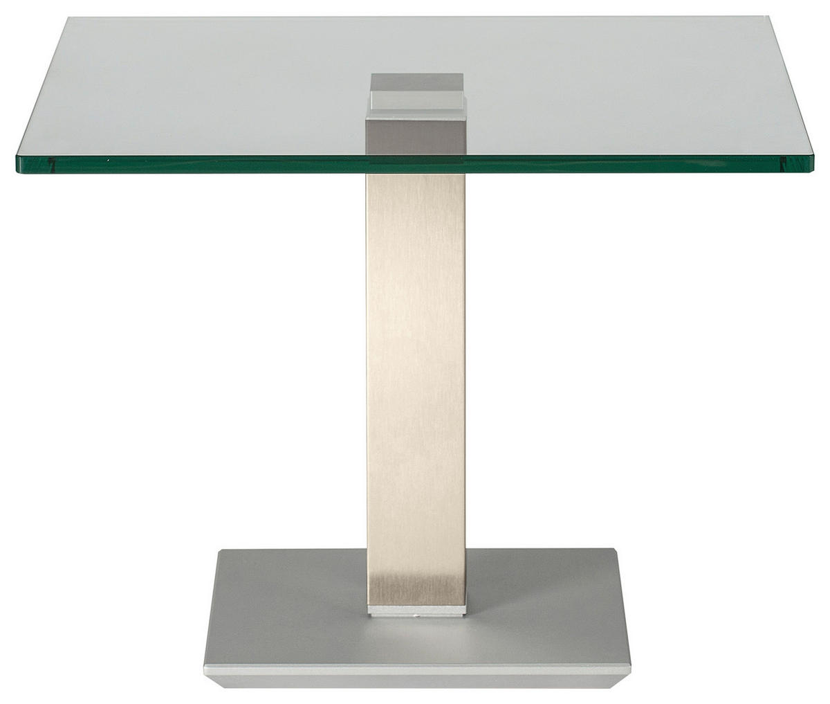 BEISTELLTISCH 60/60/46-65 cm Creme, Weiß, Edelstahlfarben quadratisch  - Edelstahlfarben/Creme, Design, Glas/Kunststoff (60/60/46-65cm)