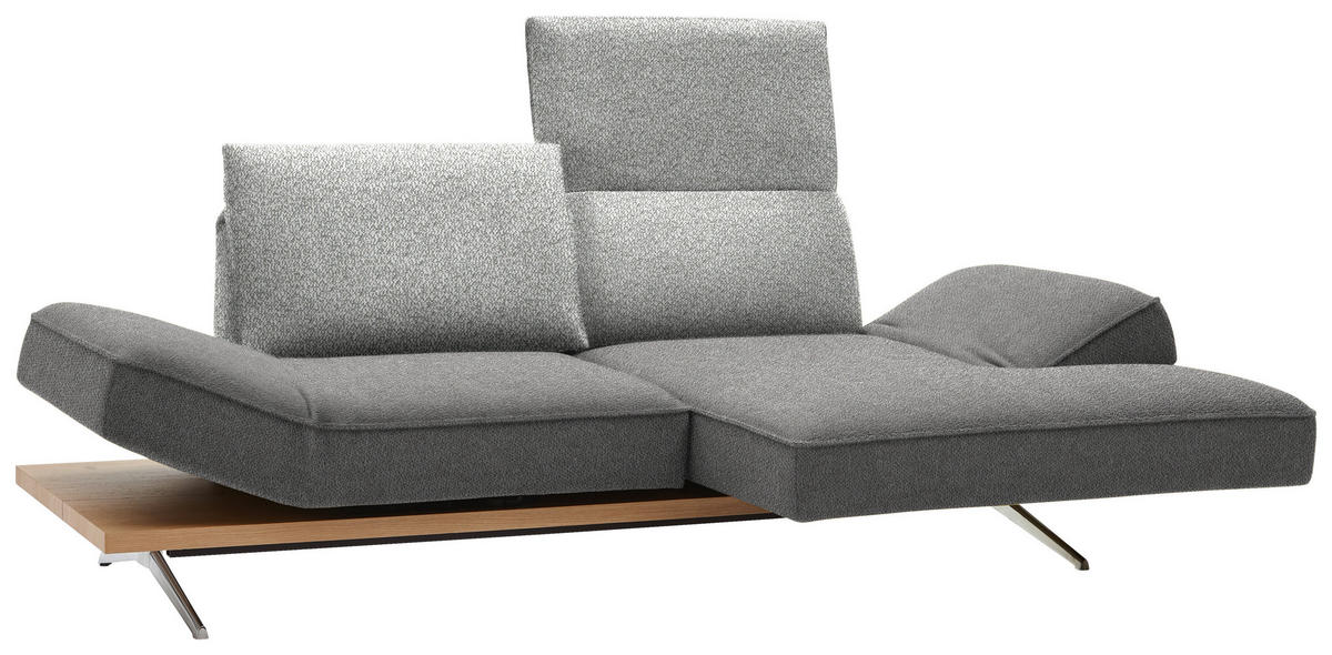 ECKSOFA in Flachgewebe Hellgrau  - Chromfarben/Hellgrau, Design, Holz/Textil (240/132cm) - Koinor