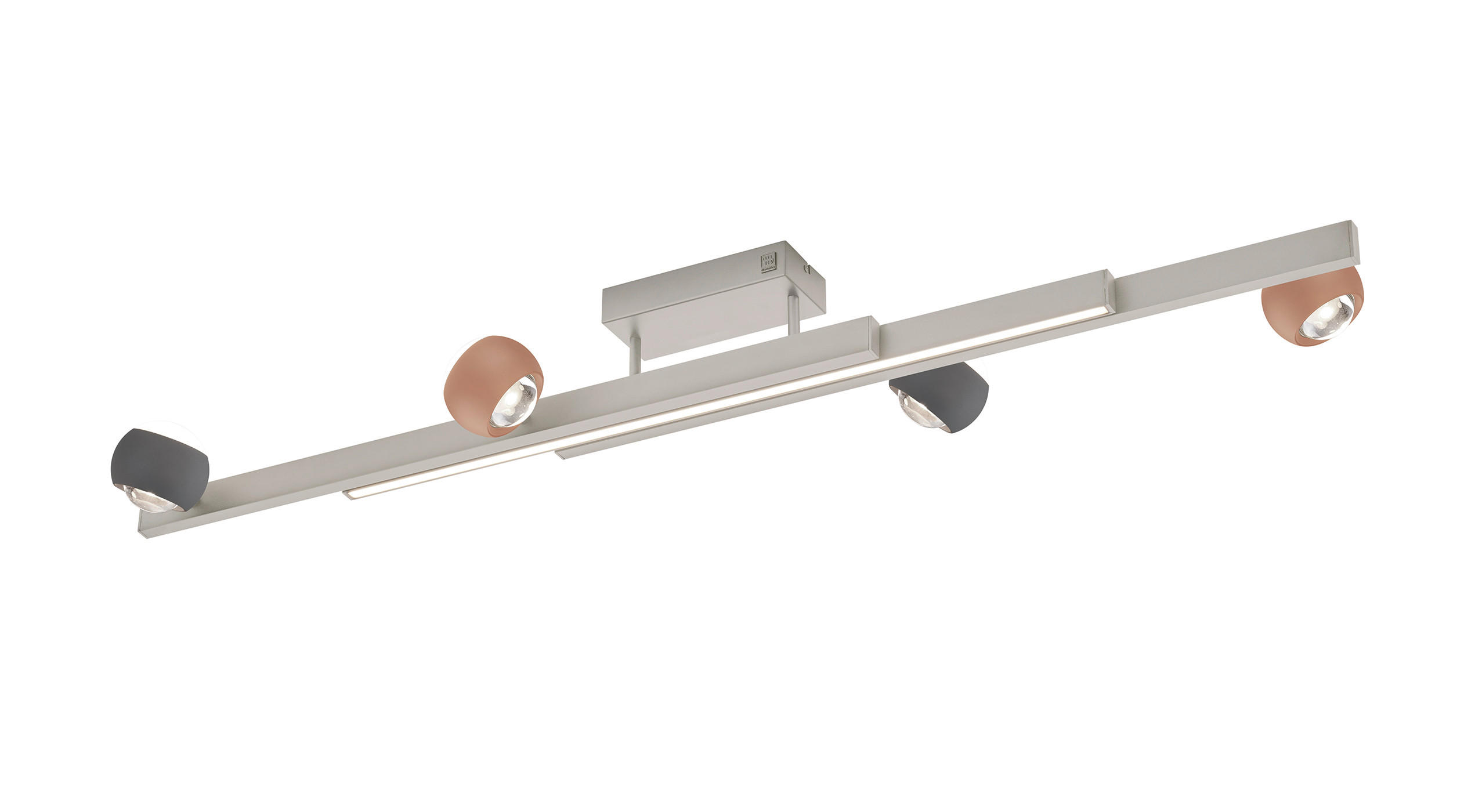 LED-DECKENLEUCHTE Cannon 133,5/17/29 cm   - Aprikose/Anthrazit, KONVENTIONELL, Metall (133,5/17/29cm) - Musterring