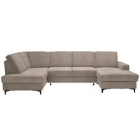 WOHNLANDSCHAFT in Flachgewebe Beige  - Beige/Schwarz, Konventionell, Textil/Metall (185/317/167cm) - Stylife