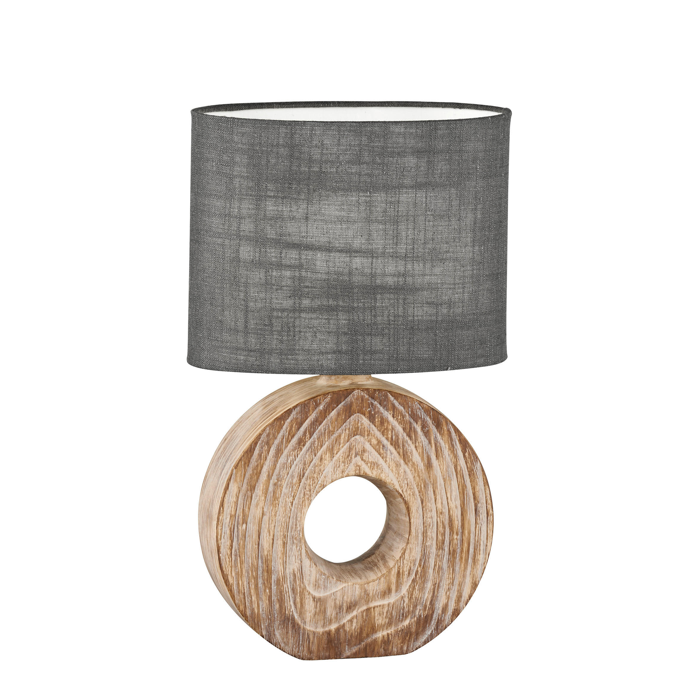 BORDSLAMPA Hanke   - vit/brun, Basics, textil/keramik (23/13/38cm) - Fischer & Honsel