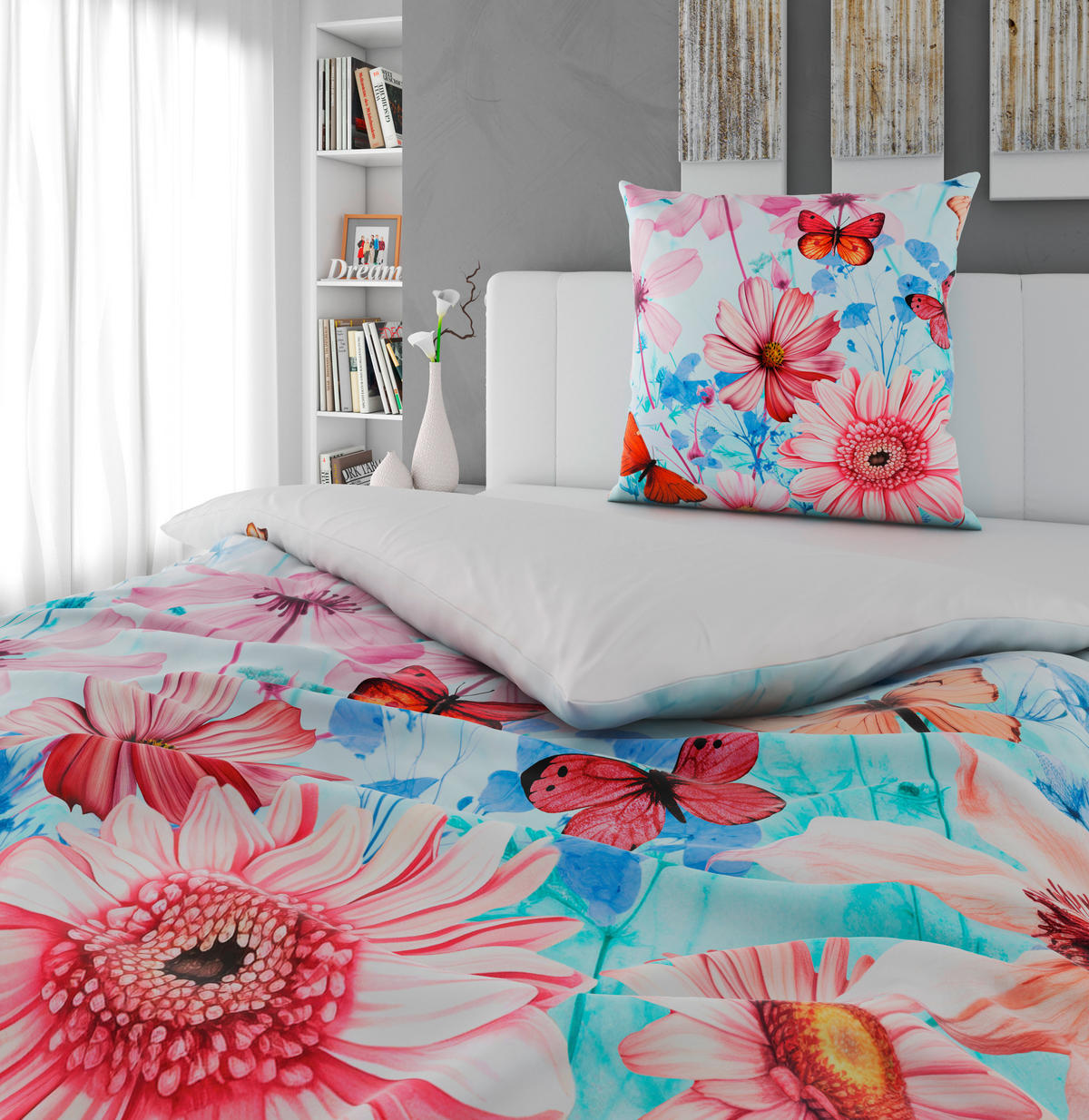 WENDEBETTWÄSCHE Satin 155/220 cm  - Blau/Weiß, Textil (155/220cm) - Esposa