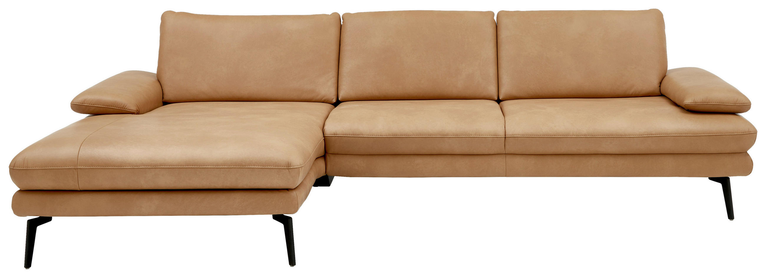 ECKSOFA Honig Echtleder  - Schwarz/Honig, Design, Leder/Metall (180/310cm) - Dieter Knoll