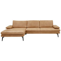 ECKSOFA Honig Echtleder  - Schwarz/Honig, Design, Leder/Metall (180/310cm) - Dieter Knoll