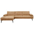 ECKSOFA  in Echtleder Honig  - Schwarz/Honig, Design, Leder/Metall (180/310cm) - Dieter Knoll