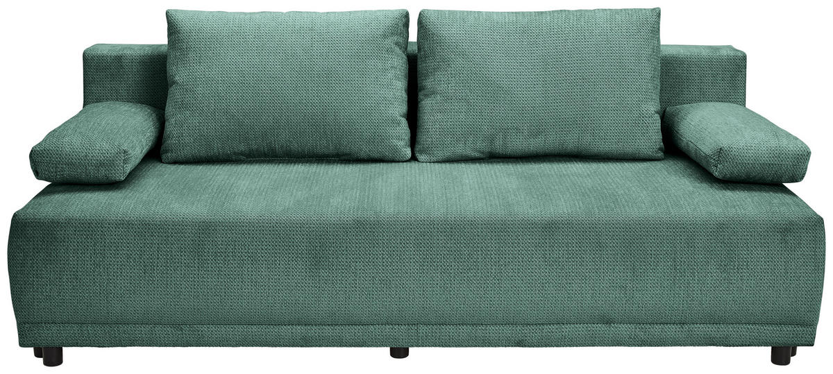 SCHLAFSOFA  mit Stoffauswahl, Liegefunktion, Schlafen auf Sitzhöhe, Rücken echt Chenille Dunkelgrün  - Dunkelgrün/Schwarz, KONVENTIONELL, Kunststoff/Textil (201/72/98cm) - Carryhome