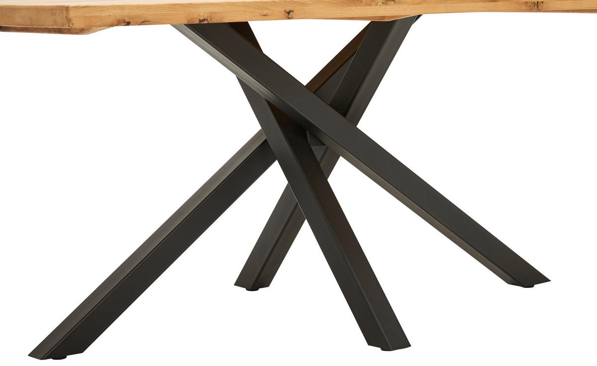 ESSTISCH in Holz 220/100/76 cm  - Wildeiche/Schwarz, Konventionell, Holz/Metall (220/100/76cm) - Valdera