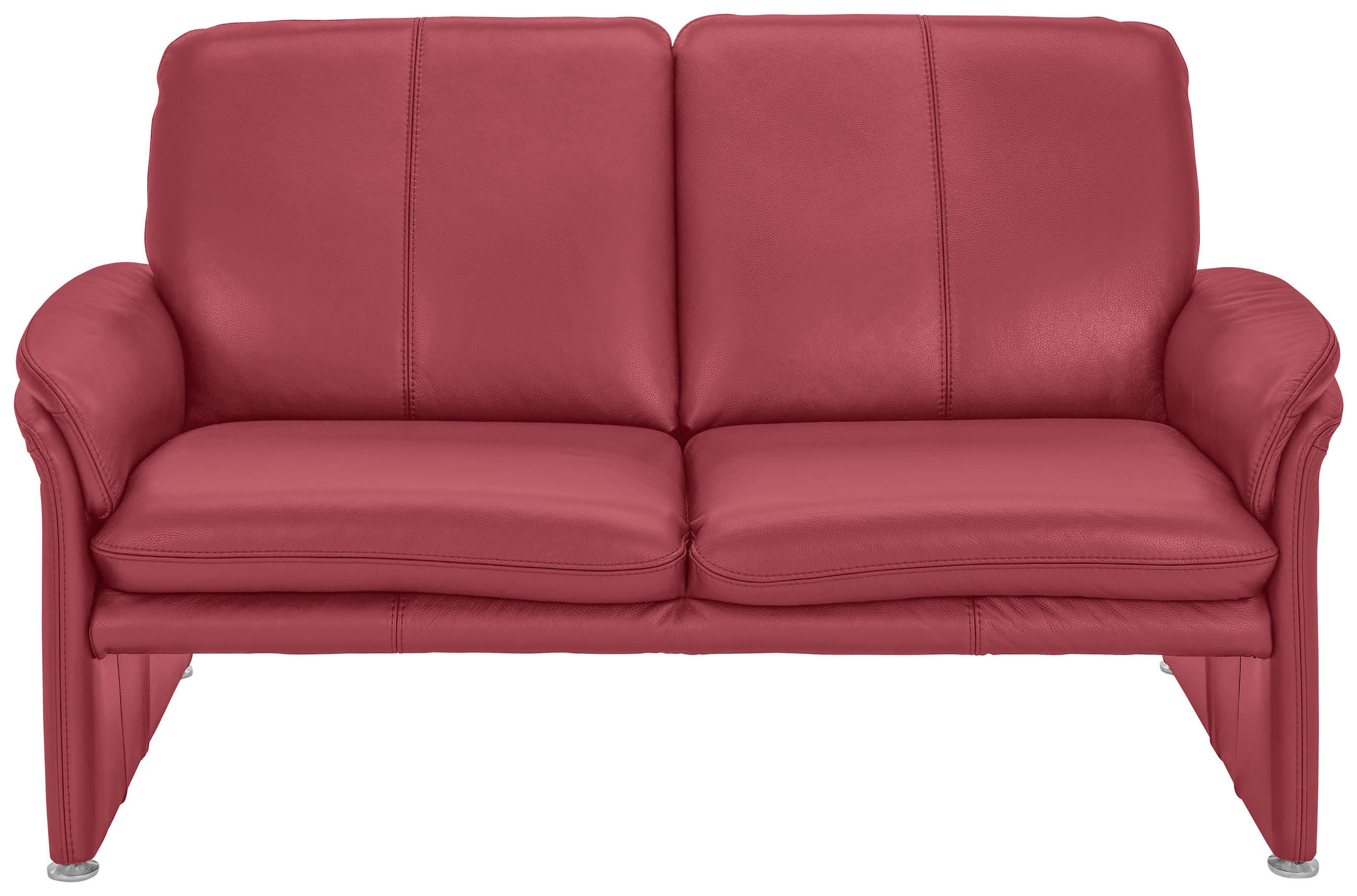 2,5-SITZER Rot Echtleder  - Chromfarben/Rot, KONVENTIONELL, Leder/Metall (186/90/86cm) - Celina Home