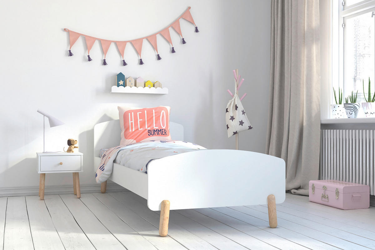 BETT 90/200 cm  in Naturfarben, Weiß  - Weiß/Naturfarben, Design, Holz (90/200cm) - Livetastic