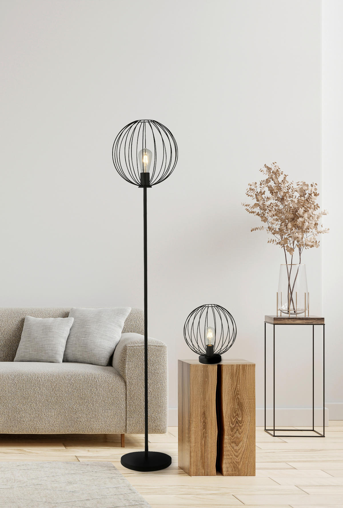 STEHLEUCHTE Rondo 30/30/161 cm  - Schwarz, Design, Metall (30/30/161cm)