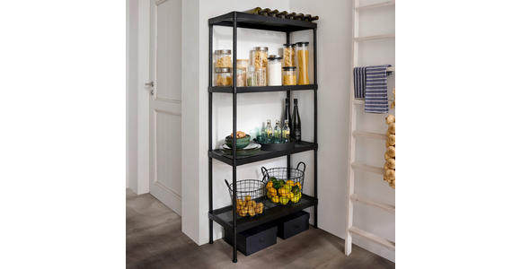 REGAL  75/150/32 cm Schwarz  - Schwarz, Basics, Kunststoff/Metall (75/150/32cm) - Carryhome