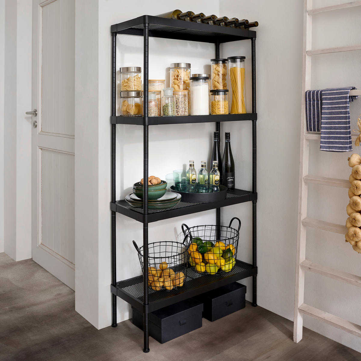 REGAL  75/150/32 cm Schwarz  - Schwarz, Basics, Kunststoff/Metall (75/150/32cm) - Carryhome