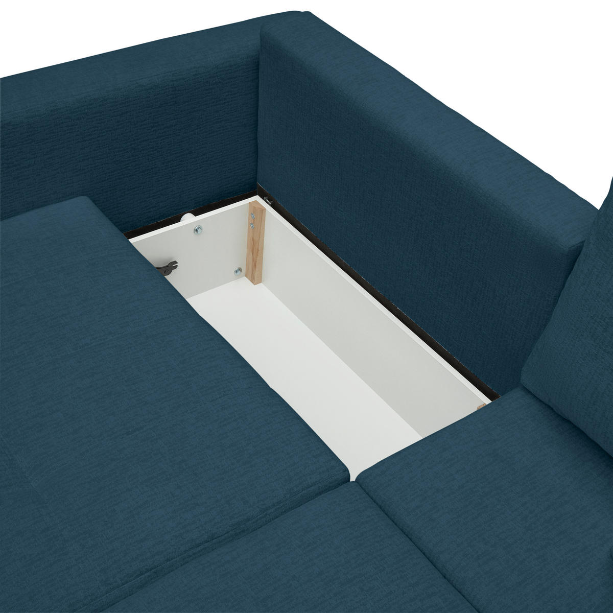 SCHLAFSOFA in Chenille, Jacquard Dunkelblau  - Schwarz/Dunkelblau, Kunststoff/Textil (245/74-90/104cm) - MID.YOU