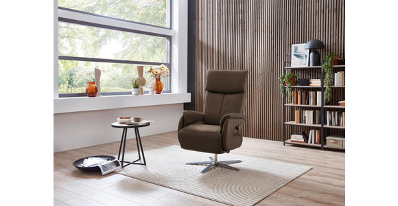 RELAXSESSEL in Leder Braun - Edelstahlfarben/Braun, Design, Leder/Metall (70/124/85cm) - Cantus