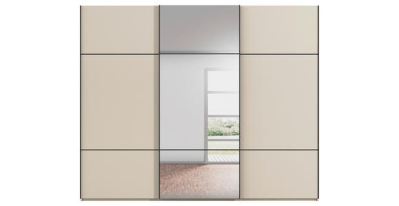 SCHWEBETÜRENSCHRANK 301/223/68 cm 3-türig Champagner  - Champagner/Schwarz, KONVENTIONELL, Glas/Holzwerkstoff (301/223/68cm) - Novel