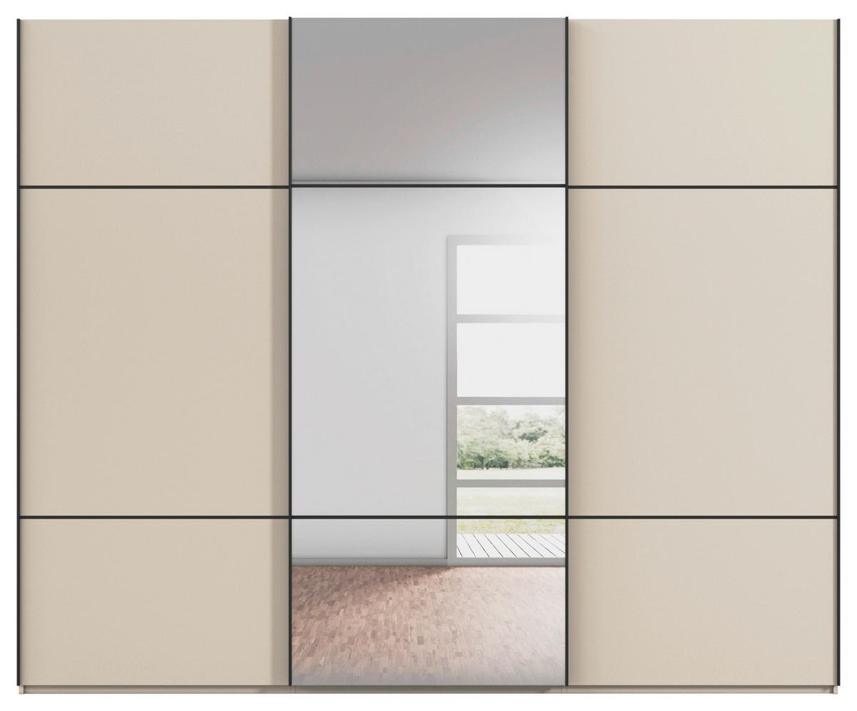 SCHWEBETÜRENSCHRANK in Champagner  - Champagner/Schwarz, Konventionell, Glas/Holzwerkstoff (301/223/68cm) - Novel