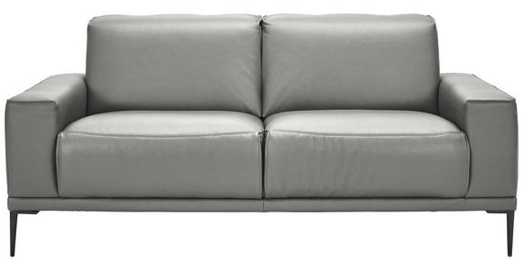 2-SITZER-SOFA  in Echtleder Hellgrau   - Hellgrau/Schwarz, Design, Leder/Metall (180/82/92cm) - Johann Jakob