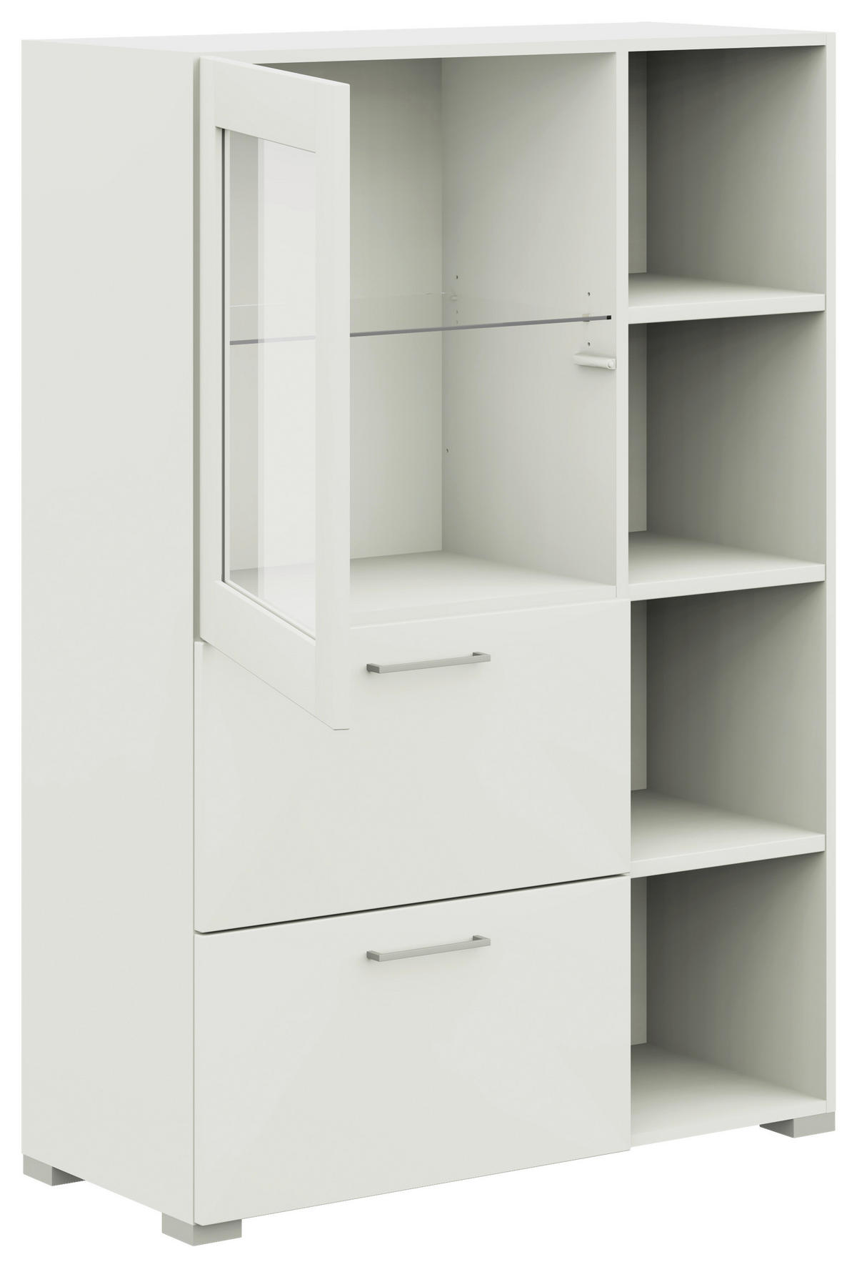VITRINE in Weiss  - Weiss/Edelstahlfarben, Design, Glas/Holzwerkstoff (100/143,3/41,9cm) - Cantus