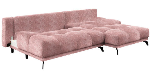 ECKSOFA in Chenille Altrosa  - Schwarz/Altrosa, MODERN, Textil/Metall (290/182cm) - Hom`in