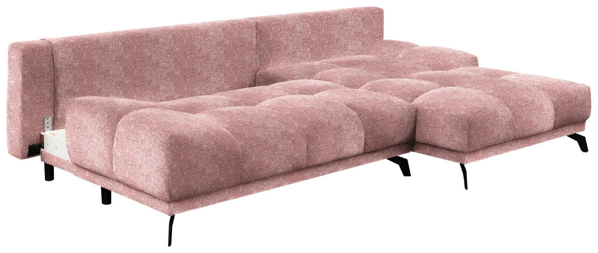 ECKSOFA in Chenille Altrosa  - Schwarz/Altrosa, Modern, Textil/Metall (290/182cm) - Hom`in