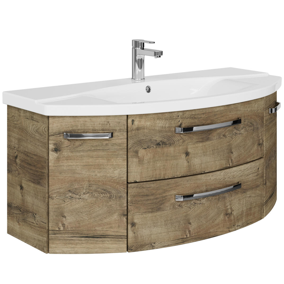 BADEZIMMER 3-teilig  in 120,5 cm  - Eiche dunkel/Chromfarben, MODERN, Glas/Keramik (120,5cm) - Sadena