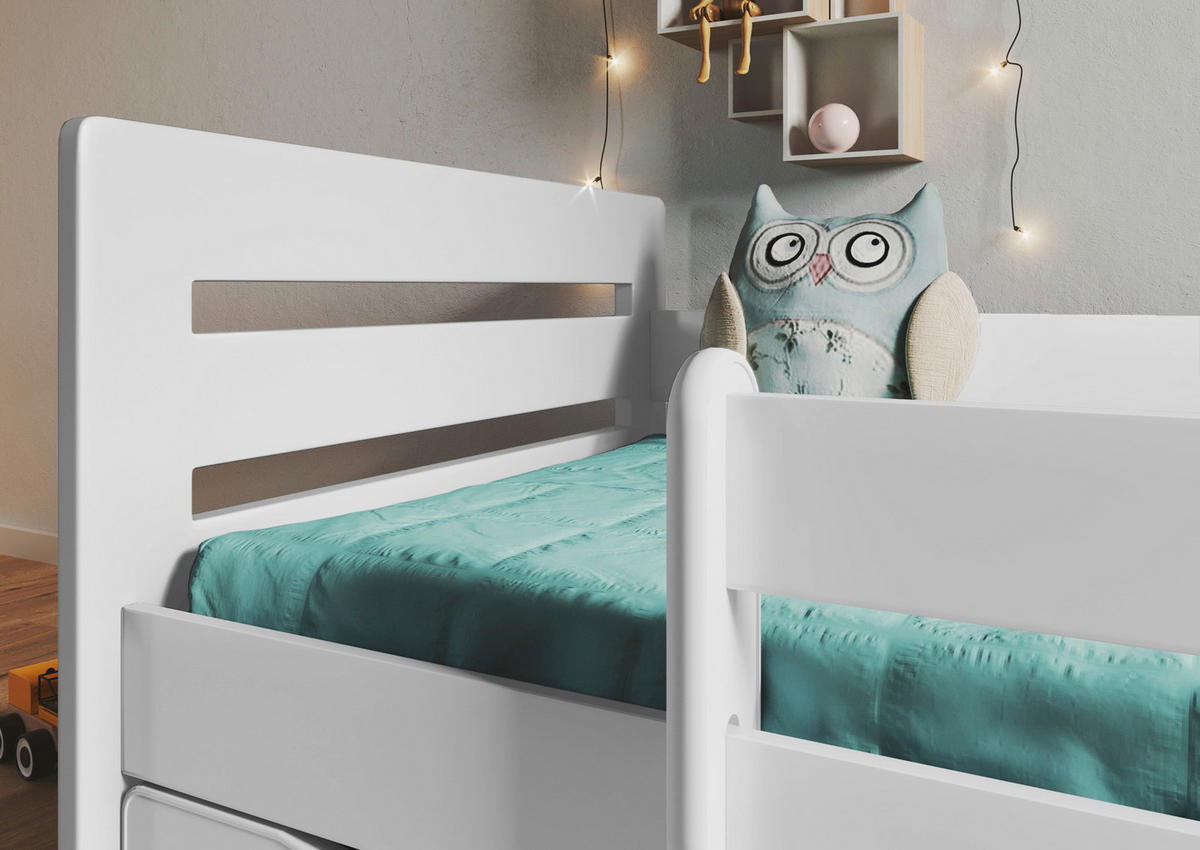 KINDER-/JUNIORBETT 80/160 cm  in Grau, Weiß  - Birkefarben/Weiß, MODERN, Holz/Holzwerkstoff (80/160cm) - MID.YOU