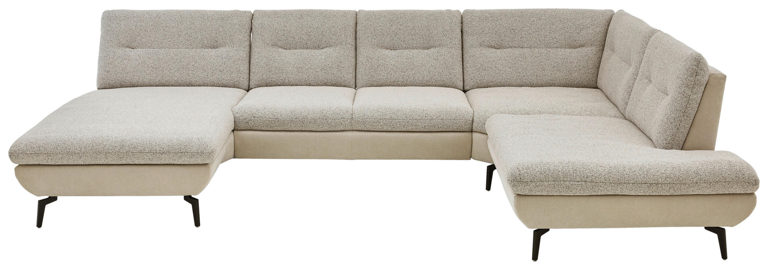 WOHNLANDSCHAFT Beige Chenille  - Beige/Schwarz, Design, Textil/Metall (190/352/243cm) - Dieter Knoll