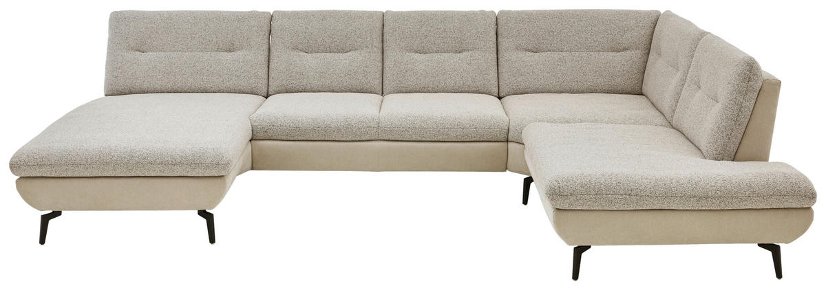 WOHNLANDSCHAFT Beige Chenille  - Beige/Schwarz, Design, Textil/Metall (190/352/243cm) - Dieter Knoll