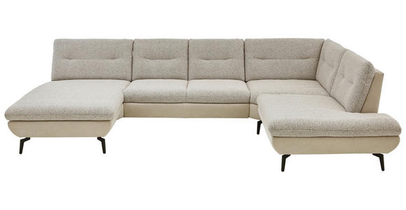 WOHNLANDSCHAFT Beige Chenille  - Beige/Schwarz, Design, Textil/Metall (190/352/243cm) - Dieter Knoll