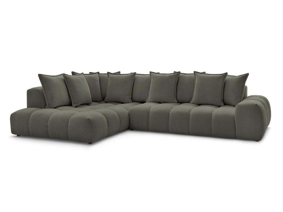 ECKSOFA Ottomane links  EVEREST Grün Flachgewebe  - Schwarz/Grün, MODERN, Kunststoff/Textil (210/352cm)