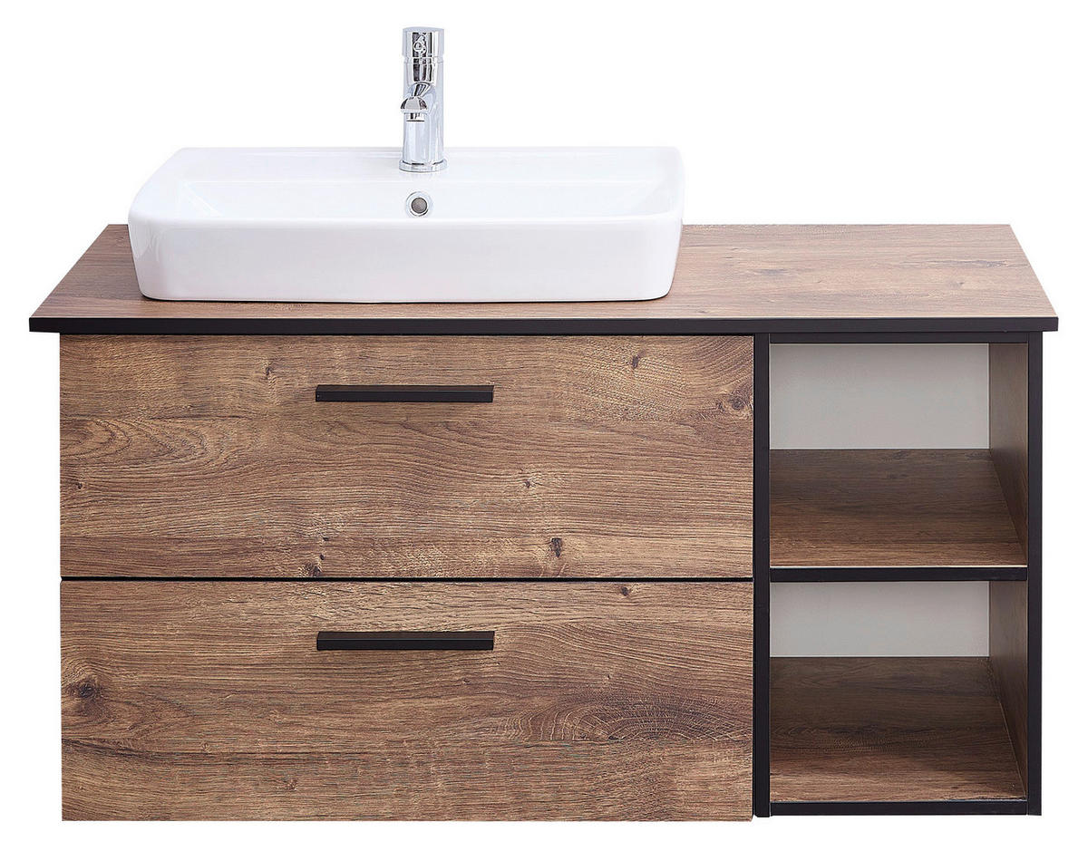 WASCHTISCHKOMBI 103 cm  - Eichefarben/Schwarz, Design, Keramik/Holzwerkstoff (103cm) - Xora