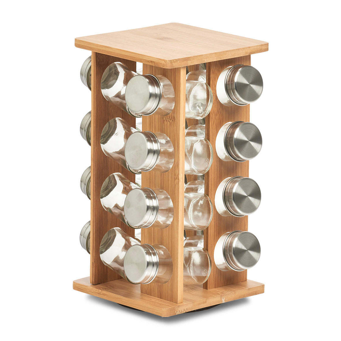GEWÜRZKARUSSELL - Transparent/Naturfarben, Basics, Glas/Holz (18/18/30cm) - Zeller Present