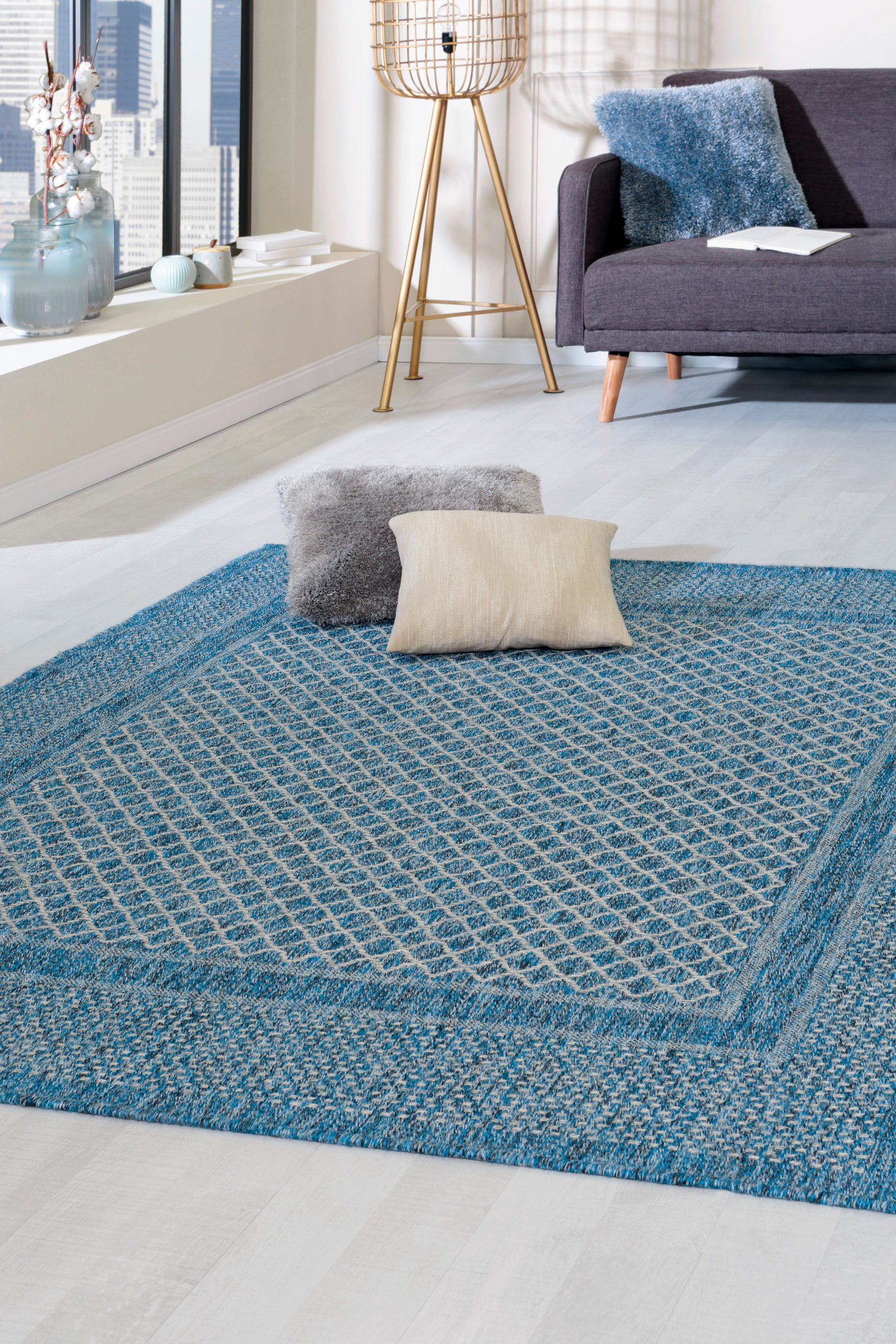 FLACHWEBETEPPICH 160/230 cm Graublau  - Graublau, Basics, Textil (160/230cm) - Novel