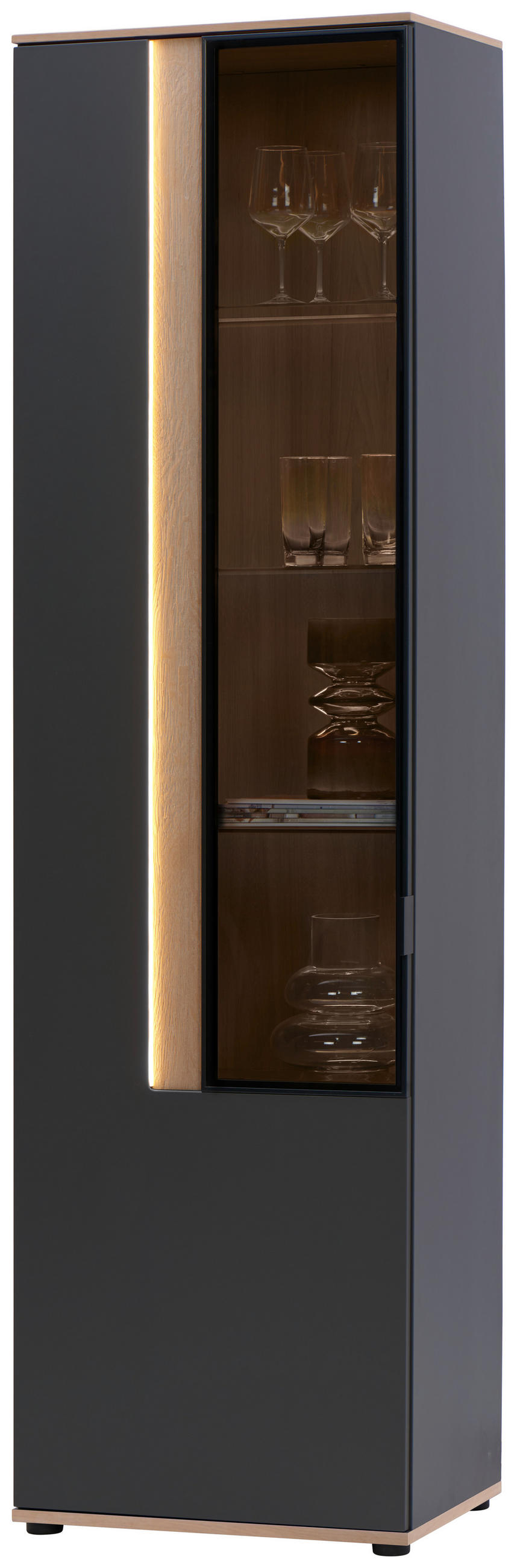 VITRIN furnérozott vad tölgy antracit  - antracit, Design, faalapú anyag/üveg (60,6/213,1/42cm) - Dieter Knoll