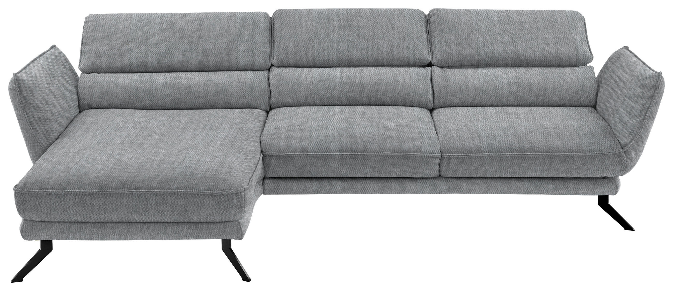 ECKSOFA in Velours Silberfarben  - Silberfarben/Schwarz, Design, Textil/Metall (153/283cm) - Valdera