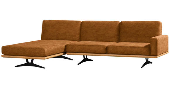 ECKSOFA in Flachgewebe Gelb  - Gelb/Schwarz, Natur, Holz/Textil (170/326cm) - Valnatura