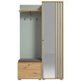 GARDEROBE 5-teilig  in 114/197/40 cm  - Salbeigrün/Eiche Artisan, Design, Glas/Holzwerkstoff (114/197/40cm) - Xora