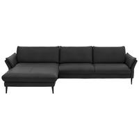 ECKSOFA in Echtleder Schwarz  - Schwarz, Design, Leder/Metall (172/334cm) - Valdera