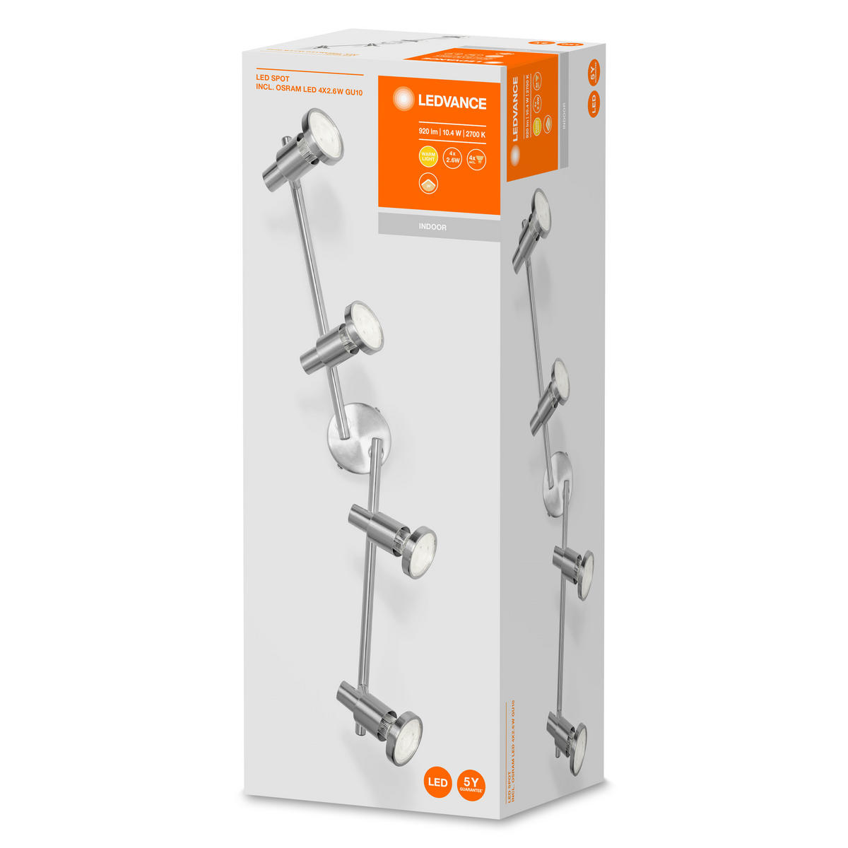 DECKENSTRAHLER 48,6/9/17 cm   - Silberfarben, Basics, Metall (48,6/9/17cm) - Ledvance