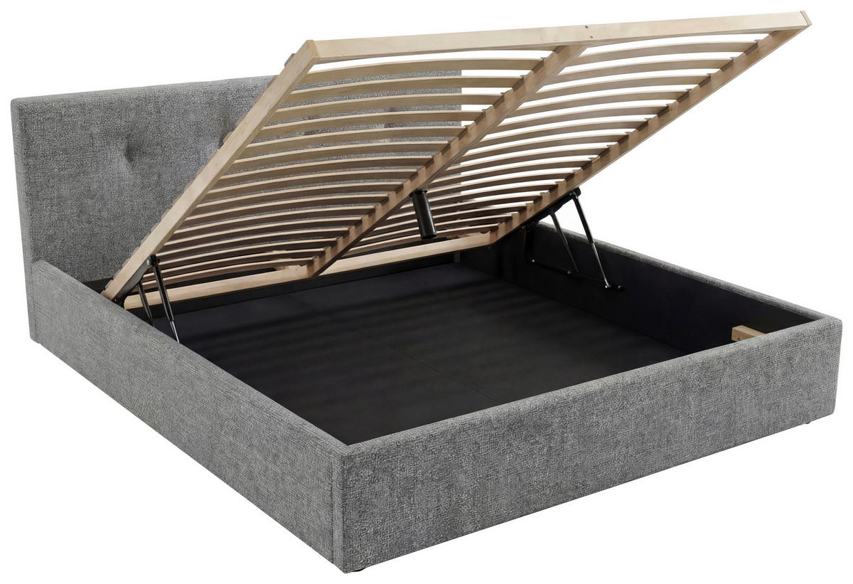 POLSTERBETT Lattenrost, Bettkasten Grau 180/200 cm  - Grau, MODERN, Holz/Textil (180/200cm) - Livetastic
