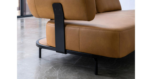 ECKSOFA in Echtleder Dunkelgelb  - Dunkelgelb/Schwarz, Design, Leder/Metall (302/237cm) - Dieter Knoll